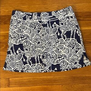 Navy and White Print Skirt